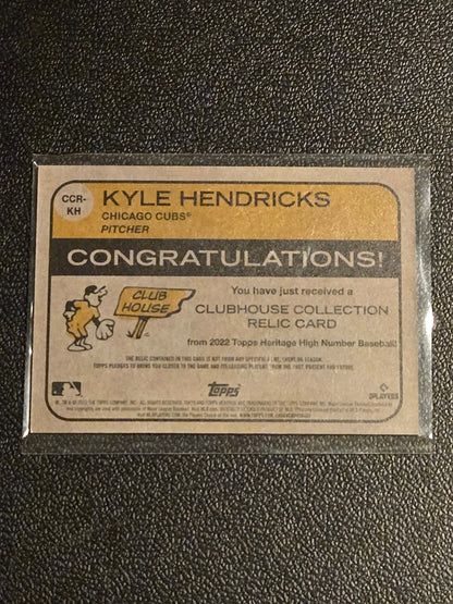 Kyle Hendricks Chicago Cubs trading card from 2022 Topps Heritage Hendricks Clubhouse Collection