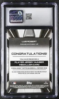 Graded 2022 Topps Luis Robert Jersey Number Medallions Baseball Card CGC 9
