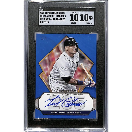 2022 Topps Luminaries Hit Kings Blue #HK-MCA Miguel Cabrera SGC 10 Gem Auto 1/5 Detroit Tigers