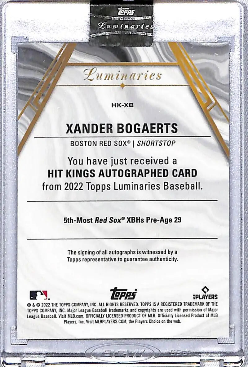 Topps Luminaries Xander Bogaerts autographed card for Boston Red Sox NM-MT 2/3
