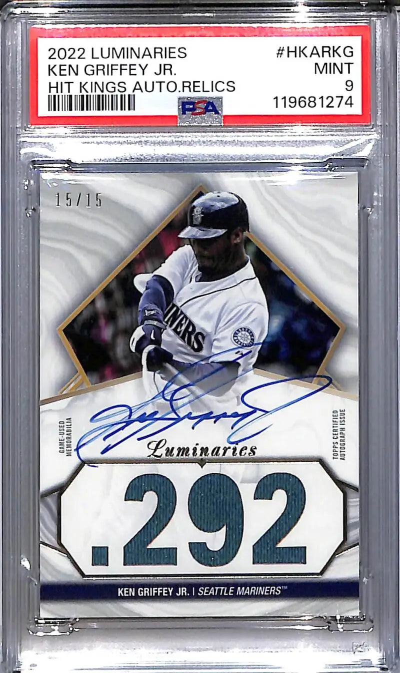Graded Ken Griffey Jr. trading card with autograph and jersey relic from Topps Luminaries Hit