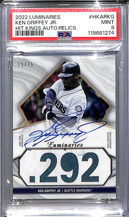 Graded Ken Griffey Jr. trading card with autograph and jersey relic from Topps Luminaries Hit
