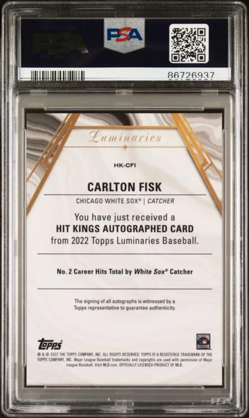 Graded Carlton Fisk Chicago White Sox baseball card PSA 10 GEM MINT Auto 13/15