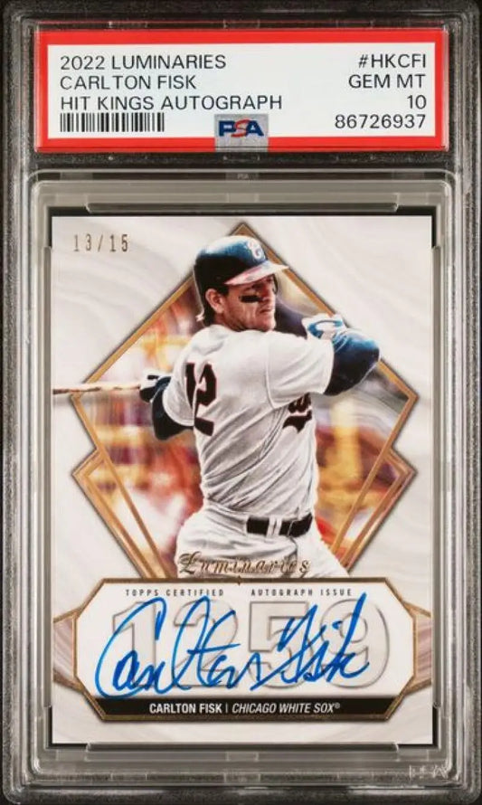 Carlton Fisk autographed 2022 Topps Luminaries Chicago White Sox baseball card PSA 10 GEM MINT