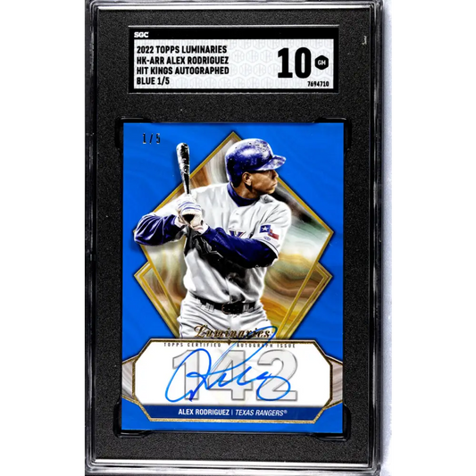 2022 Topps Luminaries #HK-ARR Alex Rodriguez SGC 10 Gem Auto 1/5 Texas Rangers Baseball Card