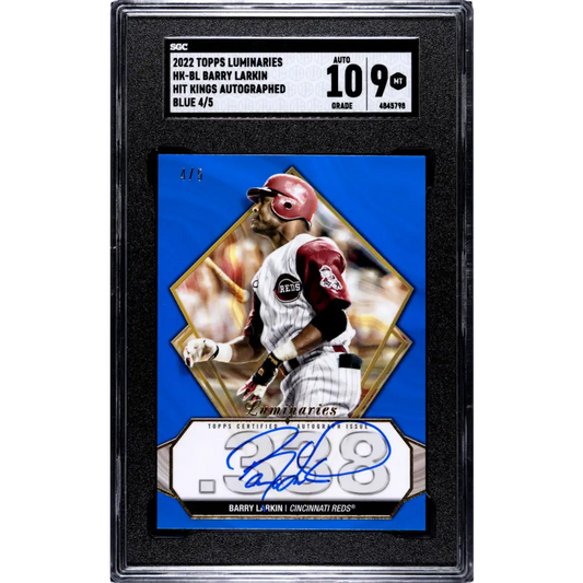 2022 Topps Luminaries #HK-BL Barry Larkin SGC 9 MINT Auto 4/5 Cincinnati Reds Baseball Card