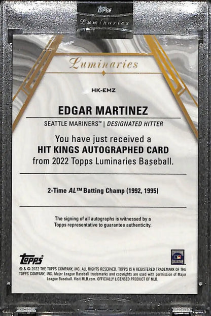 Edgar Martinez Seattle Mariners autographed baseball card from 2022 Topps Luminaries series