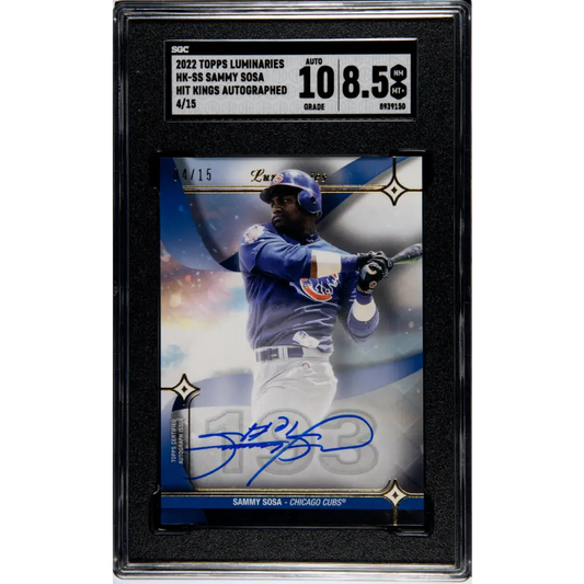 2022 Topps Luminaries #HK-SS Sammy Sosa SGC 8.5 NM/MT+ Auto 4/15 Chicago Cubs Baseball Card