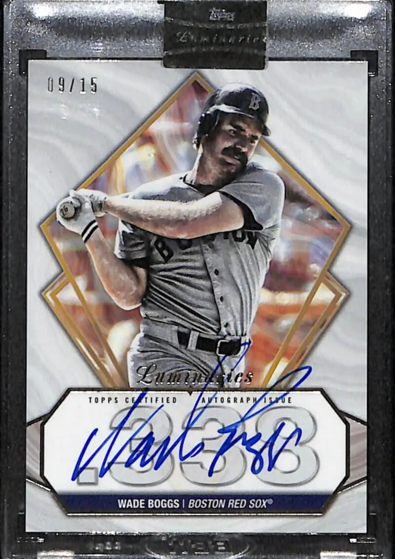 Wade Boggs autographed baseball card from 2022 Topps Luminaries Boston Red Sox memorabilia
