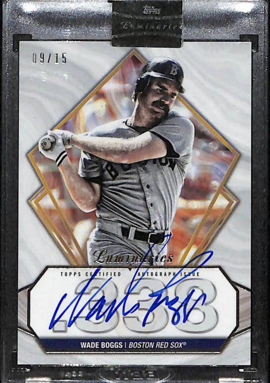 Wade Boggs autographed baseball card from 2022 Topps Luminaries Boston Red Sox memorabilia