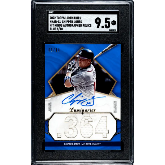 2022 Topps Luminaries #HKAR-CJ Chipper Jones SGC 9.5 MINT+ MEM Auto 8/10 Atlanta Braves Baseball Card
