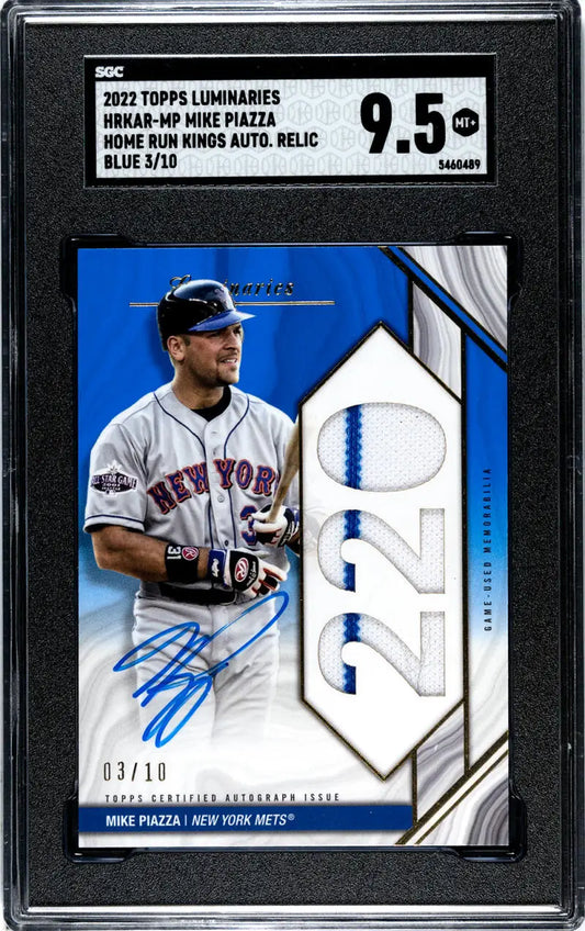 Graded 2022 Topps Luminaries Mike Piazza New York Mets Autographed Jersey Patch Baseball Card