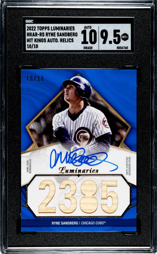 2022 Topps Luminaries Ryne Sandberg SGC autographed relic baseball card with auto 10/10