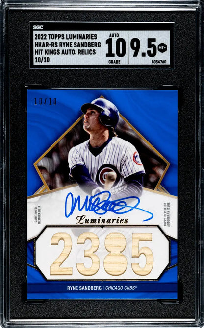 2022 Topps Luminaries Ryne Sandberg SGC autographed relic baseball card with auto 10/10