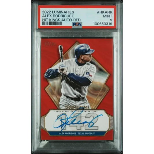 2022 Topps Luminaries #HKARR Alex Rodriguez PSA 9 MINT Auto 7/10 Texas Rangers Baseball Card