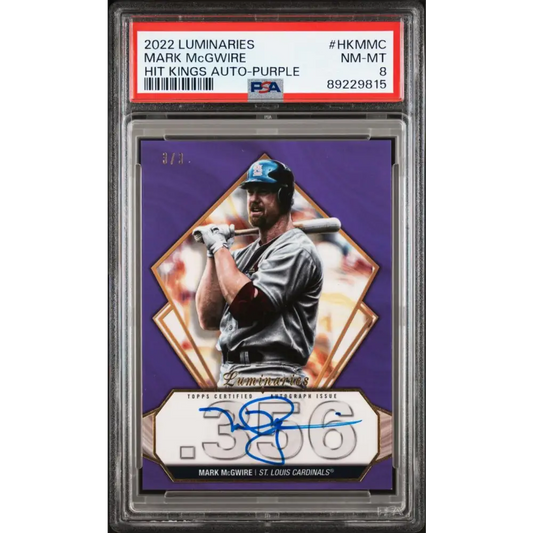 2022 Topps Luminaries #HKMMC Mark McGwire PSA 8 NM-MT Auto 3/3 St. Louis Cardinals Baseball Card