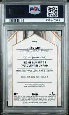 2022 Topps Luminaries - Home Run Kings Autographs Juan Soto 1/1 PSA 9 - Trading Card