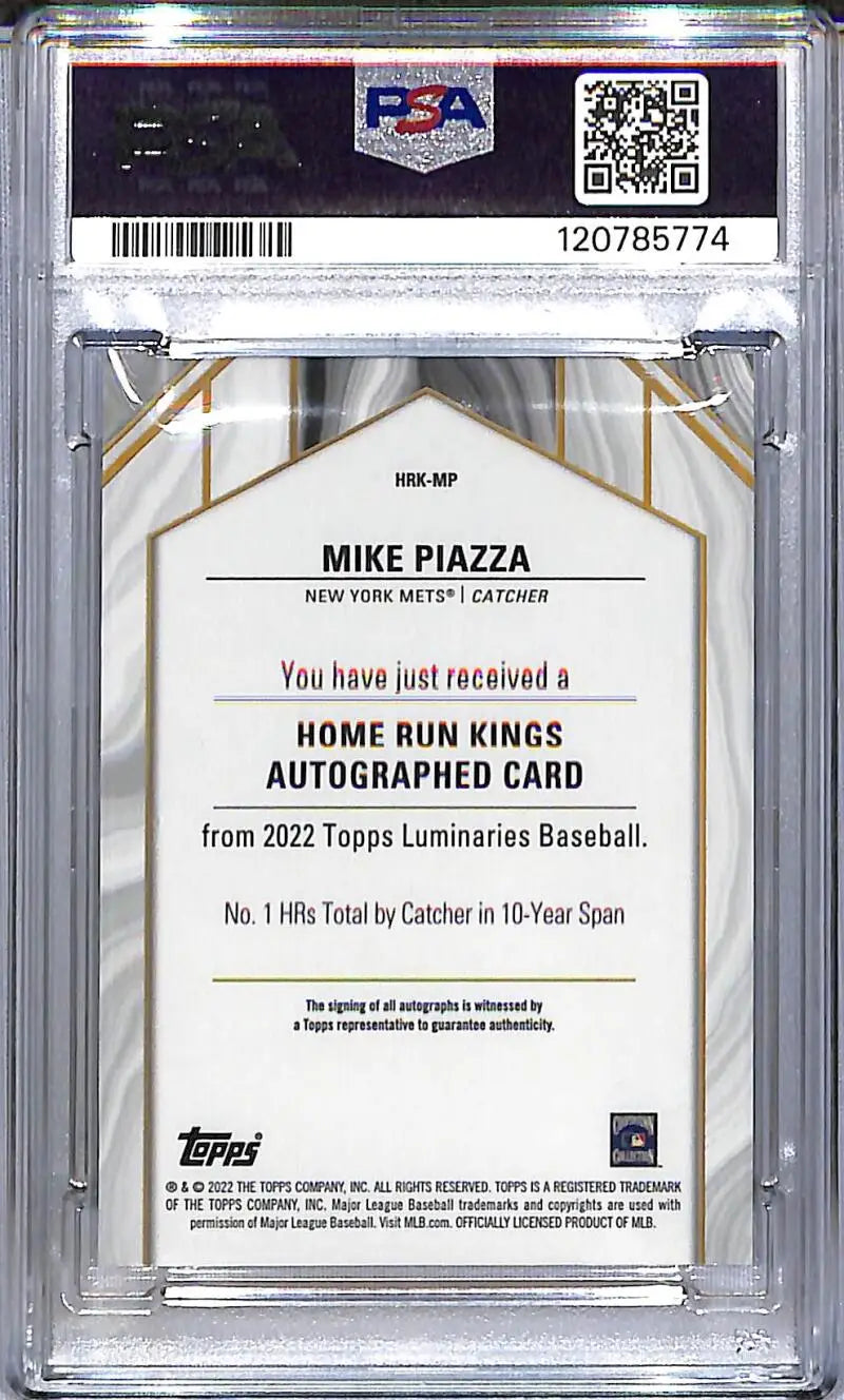 2022 Topps Luminaries Home Run Kings #HRK-MP Mike Piazza PSA 10 GEM MINT Auto 4/15 New York Mets