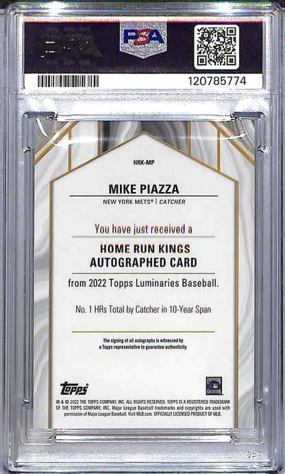2022 Topps Luminaries Home Run Kings #HRK-MP Mike Piazza PSA 10 GEM MINT Auto 4/15 New York Mets