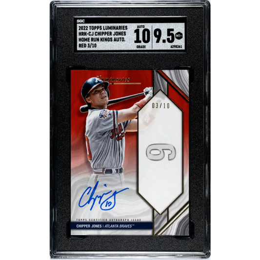 2022 Topps Luminaries Home Run Kings Red #HRK-CJ Chipper Jones SGC 9.5 MINT+ Auto 3/10 Atlanta Braves Baseball Card