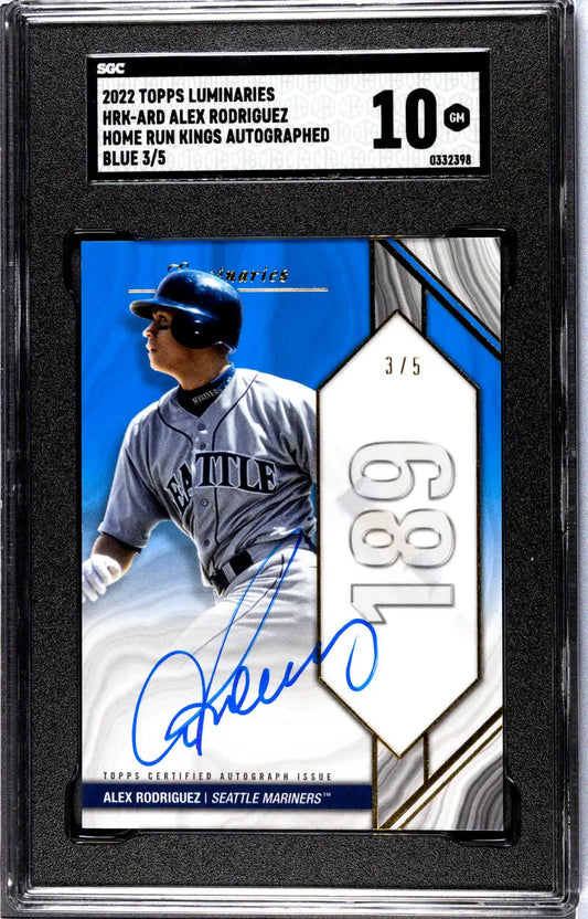 Graded Alex Rodriguez autographed baseball card from Topps Luminaries with Gem Auto