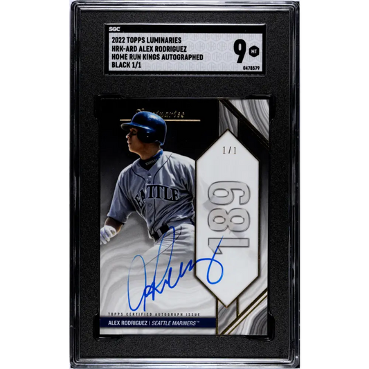 2022 Topps Luminaries #HRK-ARD Alex Rodriguez SGC 9 MINT Auto 1/1 Seattle Mariners Baseball Card