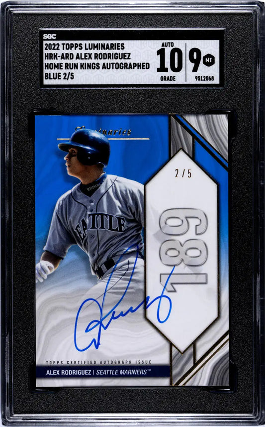 Signed 2022 Topps Luminaries Alex Rodriguez SGC 9 MINT Auto 2/5 Seattle Mariners Card