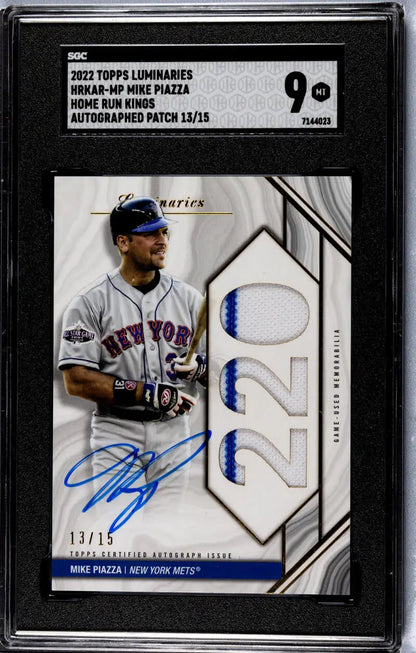Mike Piazza SGC autographed baseball card from 2022 Topps Luminaries collection
