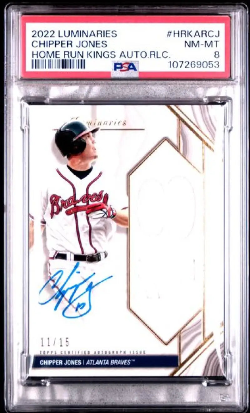 Chipper Jones autographed Atlanta Braves baseball card from 2022 Topps Luminaries