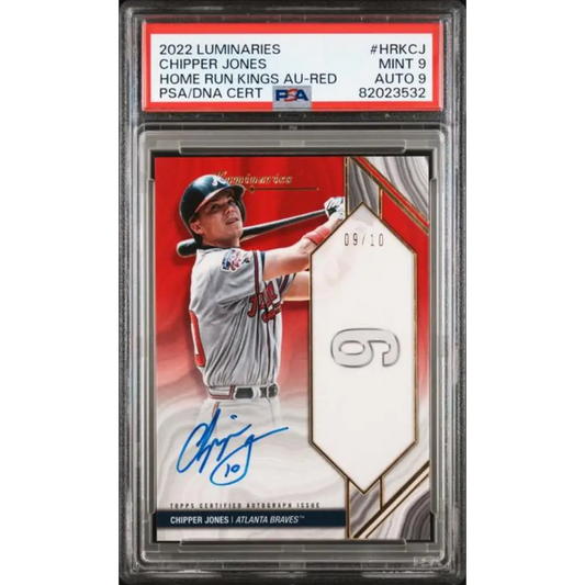 2022 Topps Luminaries #HRKCJ Chipper Jones PSA 9 MINT Auto 9/10 Atlanta Braves Baseball Card