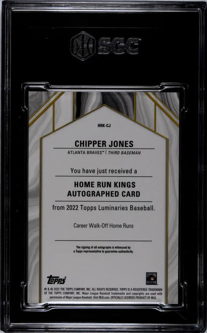 Chipper Jones autographed 2022 Topps Luminaries baseball card in graded holder