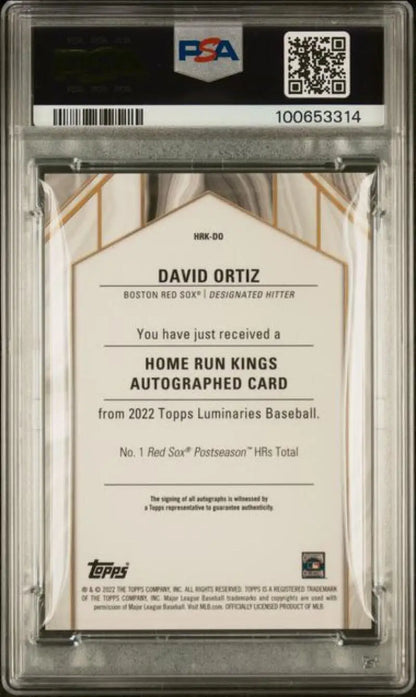 PSA 10 GEM MINT 2022 Topps Luminaries David Ortiz Autographed Red Sox Card 3/15