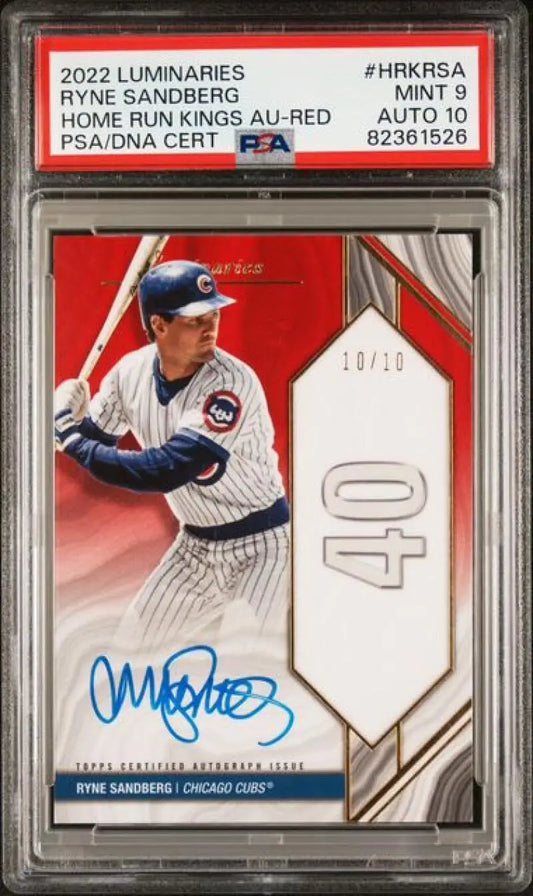 Graded Ryne Sandberg Chicago Cubs baseball card from 2022 Topps Luminaries series