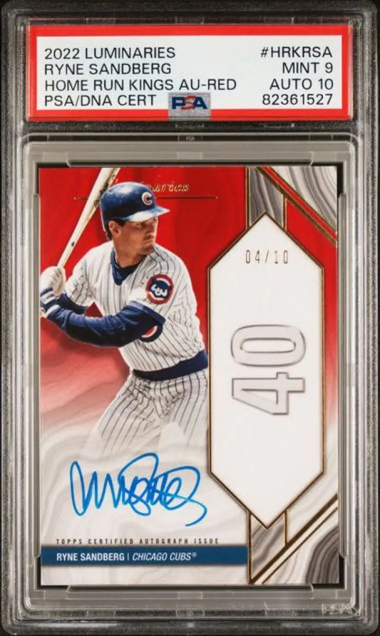 2022 Topps Luminaries #HRKRSA Ryne Sandberg PSA 9 MINT Auto 4/10 Chicago Cubs Baseball Card