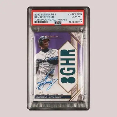 Graded Ken Griffey Jr baseball trading card from 2022 Topps Luminaries Ken Griffey collection