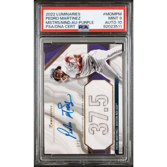 2022 Topps Luminaries #MOMPM Pedro Martinez PSA 9 MINT Auto 3/3 Boston Red Sox Baseball Card