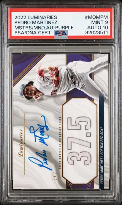 Graded Pedro Martinez baseball card from 2022 Topps Luminaries for Red Sox collectors