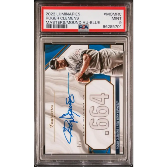 2022 Topps Luminaries #MOMRC Roger Clemens PSA 9 MINT Auto 3/5 New York Yankees Baseball Card