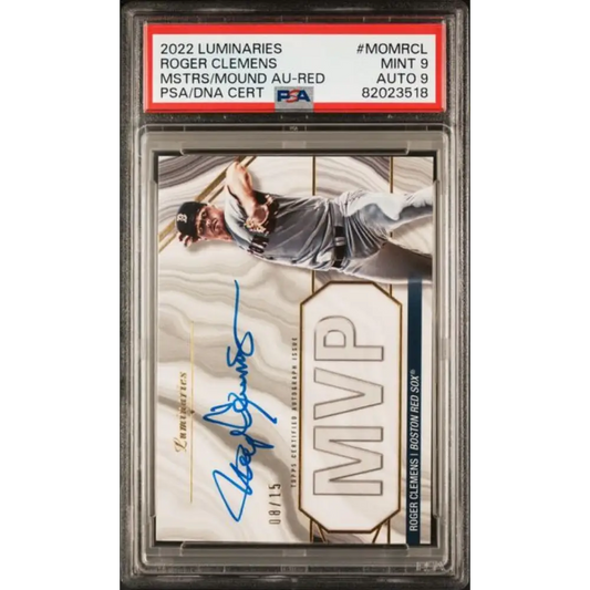 2022 Topps Luminaries #MPMRCL Roger Clemens PSA 9 MINT Auto 8/15 Boston Red Sox Baseball Card