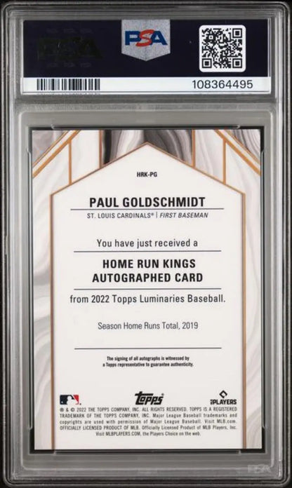 PSA graded Paul Goldschmidt Baseball Card, 2022 Topps Luminaries Gem Mint 2/3