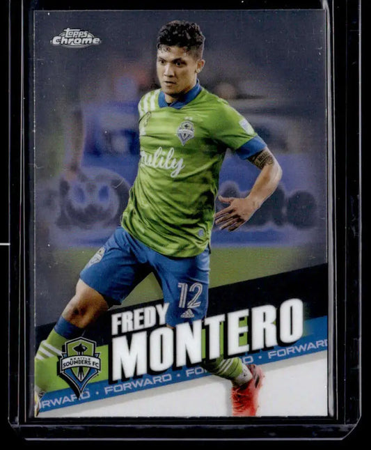 Soccer card of Fredy Montero in bright green Seattle Sounders jersey number 12