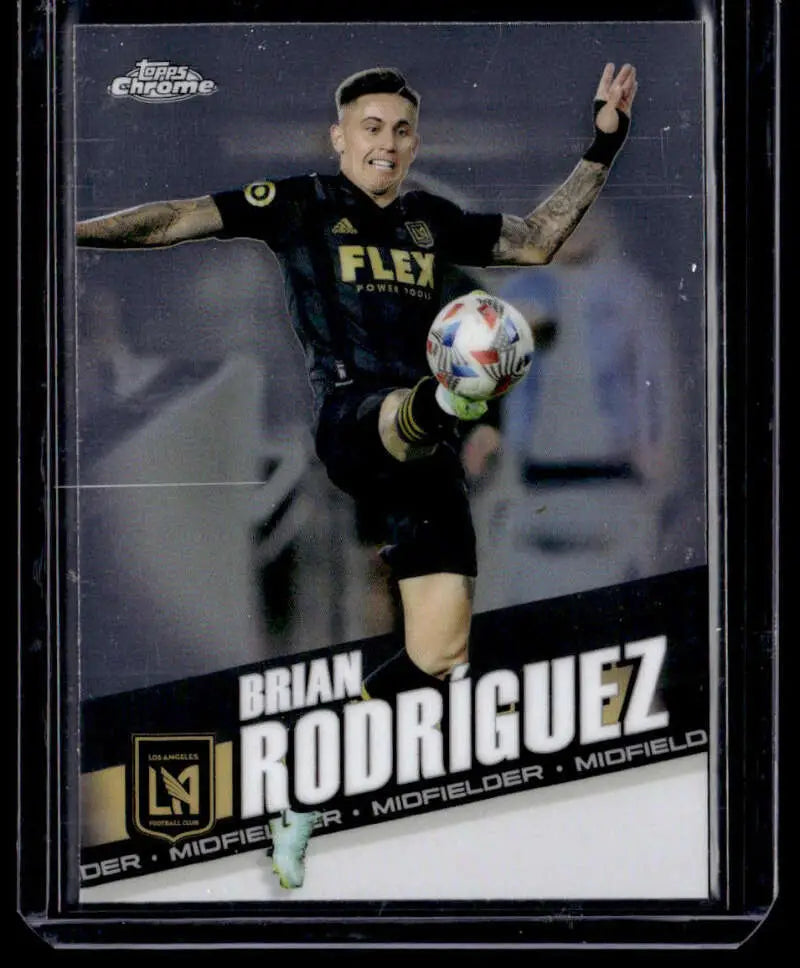Soccer trading card of Brian Rodriguez in LAFC uniform from Topps MLS Chrome