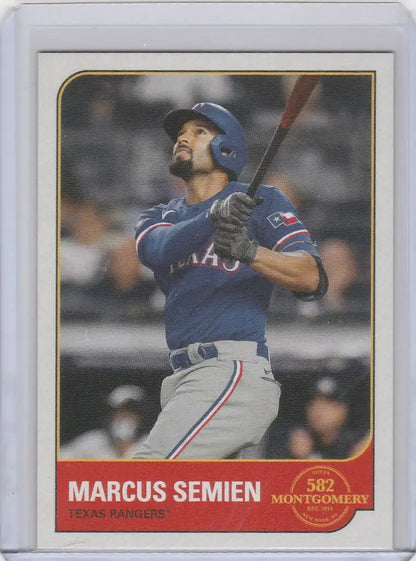 Baseball card of Marcus Semien Texas Rangers from Topps Montgomery 582 set