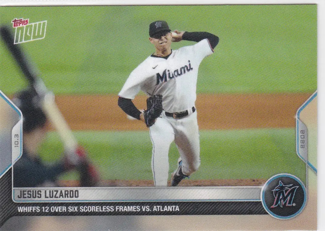 Baseball card of Jesus Luzardo Miami Marlins 2022 TOPPS NOW #1008 collectible