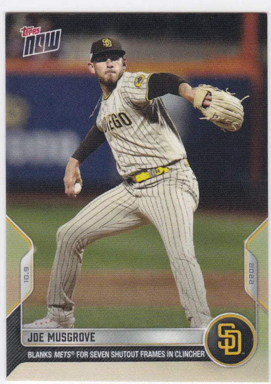 Joe Musgrove San Diego Padres baseball card from 2022 TOPPS NOW series