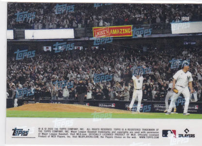 Baseball game scene featuring New York Yankees at a 2022 TOPPS NOW card display