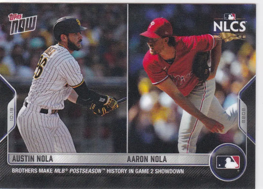 Baseball card featuring Austin Nola and Aaron Nola from 2022 TOPPS NOW series