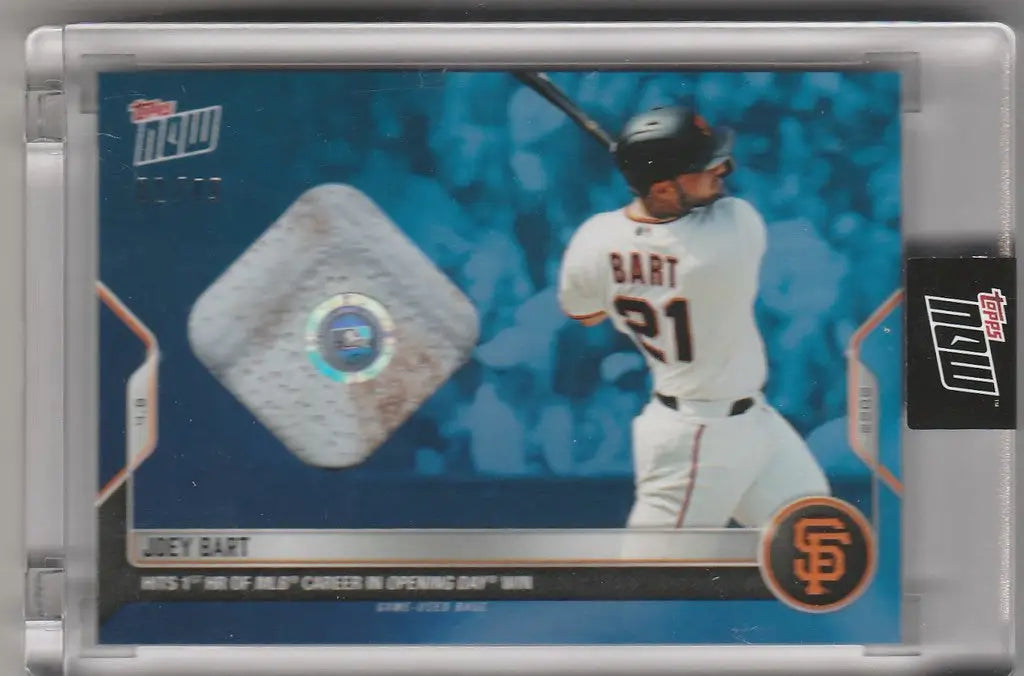 Baseball trading card of 13B Joey Bart San Francisco Giants jersey number 21 in holder