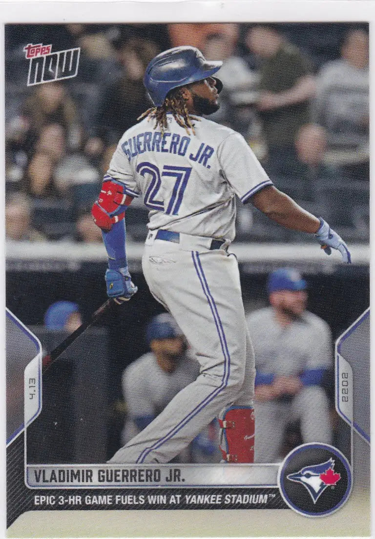 Vladimir Guerrero Jr. baseball card from 2022 TOPPS NOW featuring Toronto Blue Jays logo