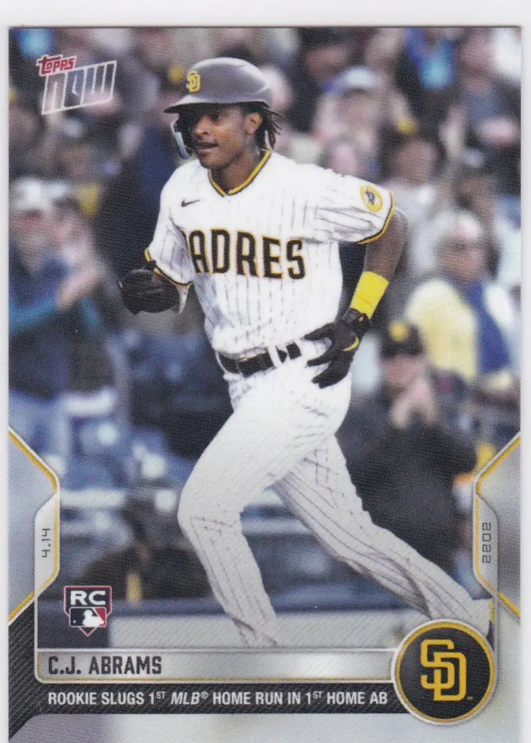 C.J. Abrams baseball card from 2022 TOPPS NOW featuring San Diego Padres player